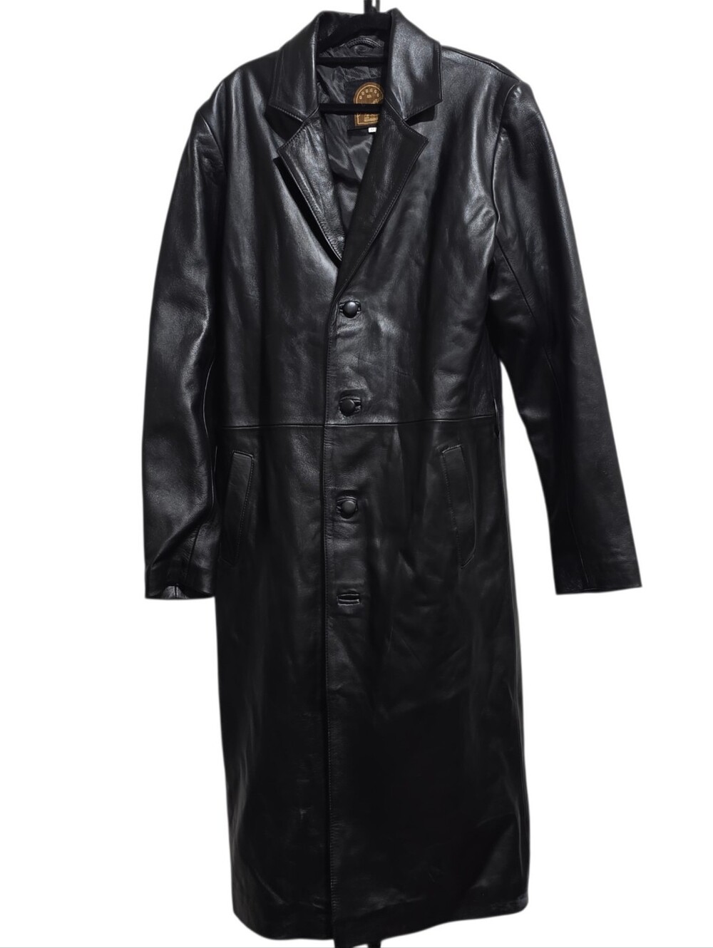 Vintage Recuerdo Genuine Leather Long Duster Trench Coat Black 90s Minimalist M